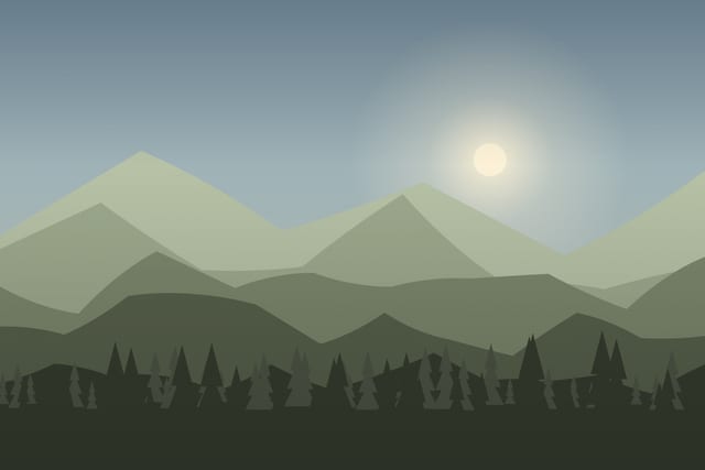 Stylised landscape for Brown bear watching from a hide