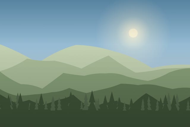 Stylised landscape for Zărnești gorge and the Piatra Craiului ridge