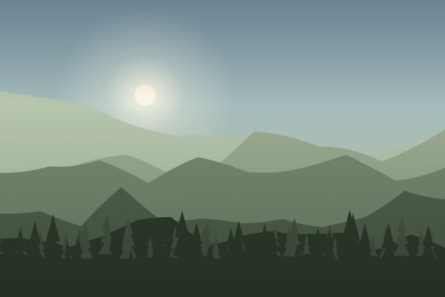 Stylised landscape for Brown bear watching from a hide
