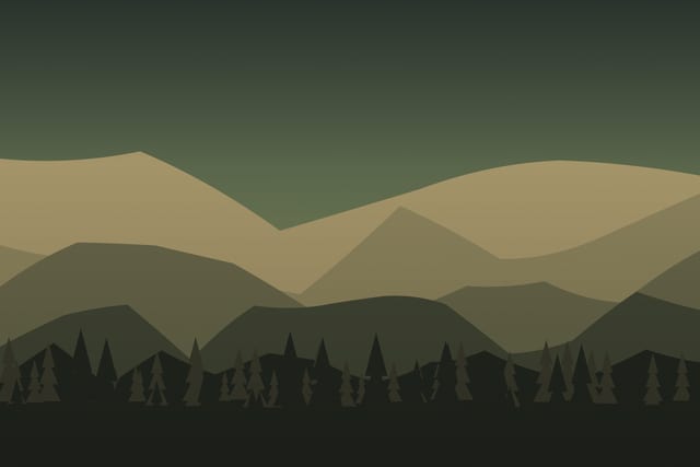 Stylised landscape for Brown bear watching from a hide