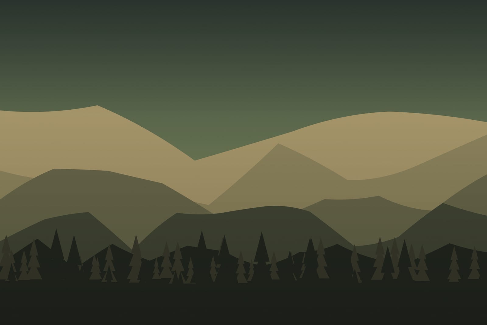 Stylised landscape for Brown bear watching from a hide