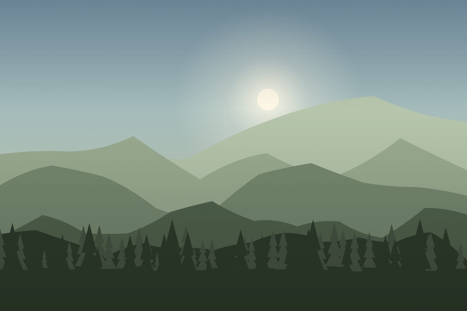 Stylised landscape representing Piatra Mare