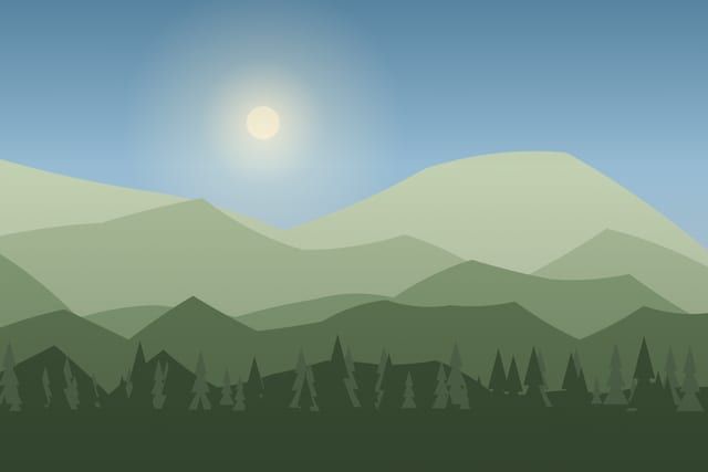 Stylised landscape for The red deer rut, from the forest edge