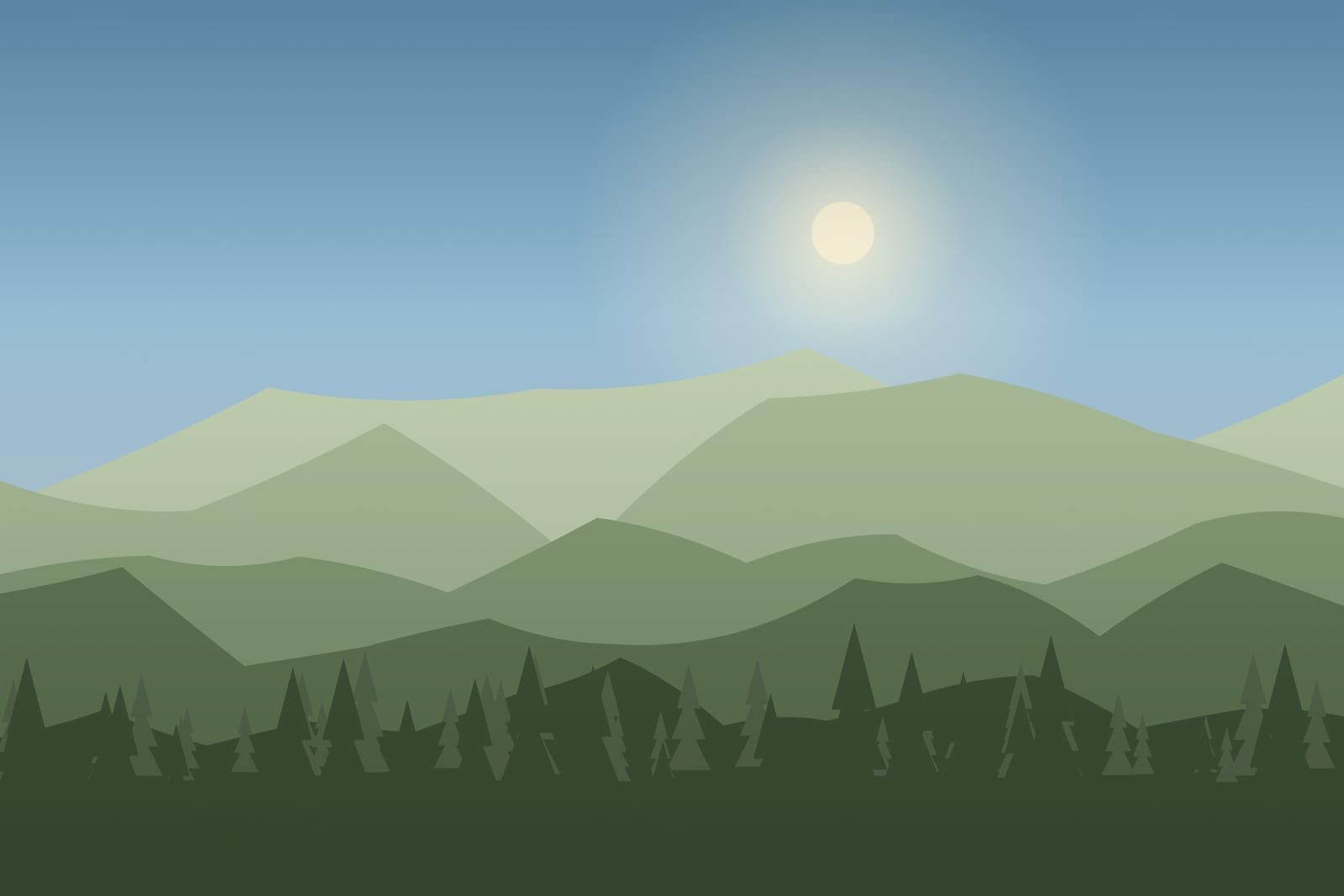 Stylised landscape for Birdwatching morning with a naturalist