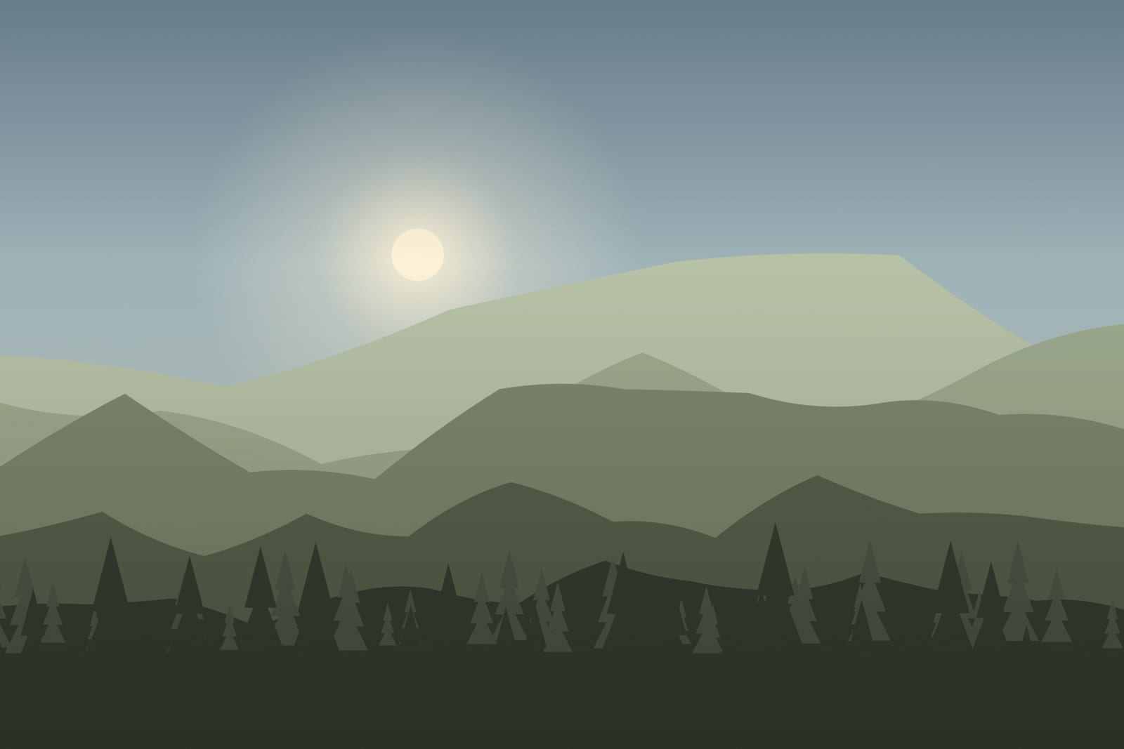 Stylised landscape for Guided ATV ride on forest tracks