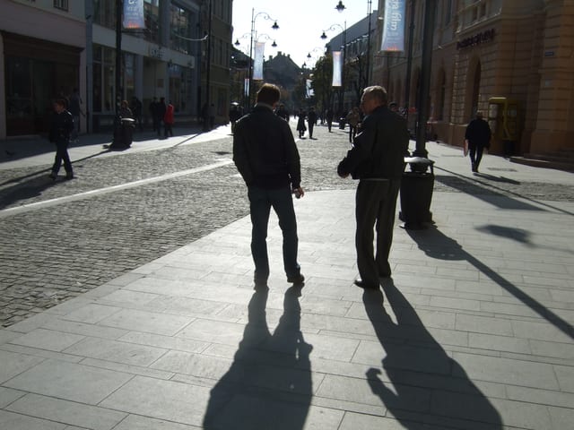 Long shadows across the Large Square in Sibiu