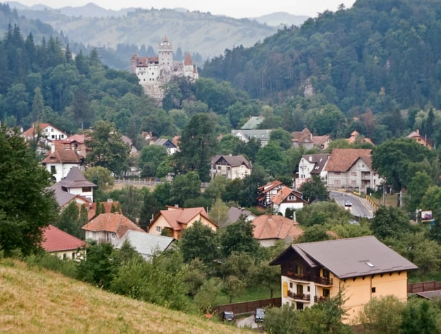 Bran Castle seen across the village