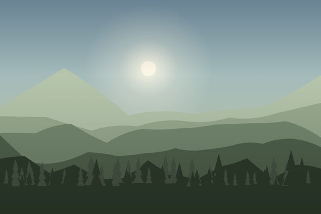 Stylised landscape for The red deer rut, from the forest edge