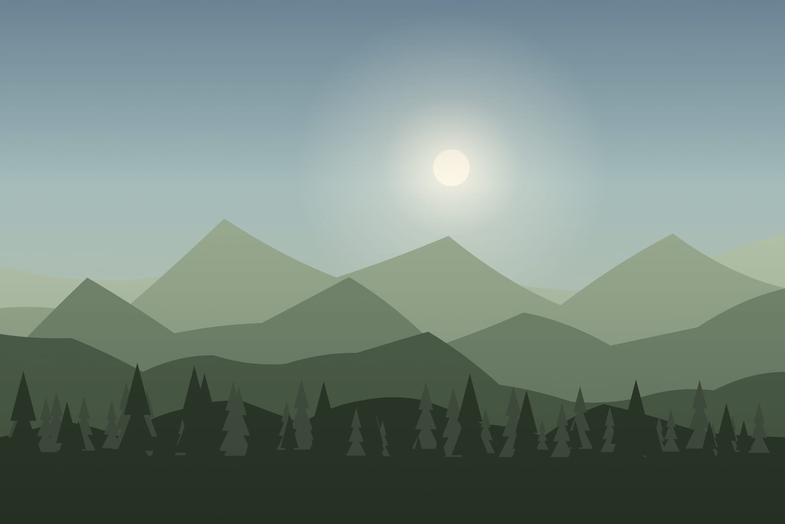 Stylised landscape for Piatra Mare forest walk and the waterfall