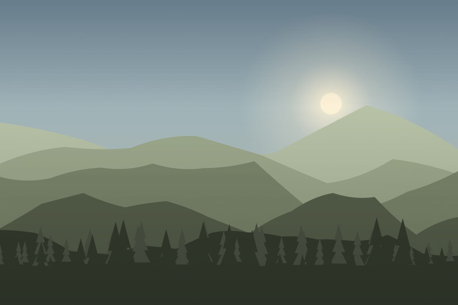 Stylised landscape for Tracks and signs: reading the forest with a biologist
