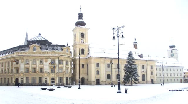 The Large Square in Sibiu on a clear day