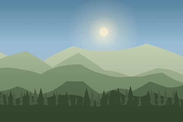 Stylised landscape for Brown bear watching from a hide