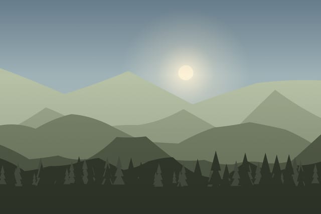 Stylised landscape for The red deer rut, from the forest edge