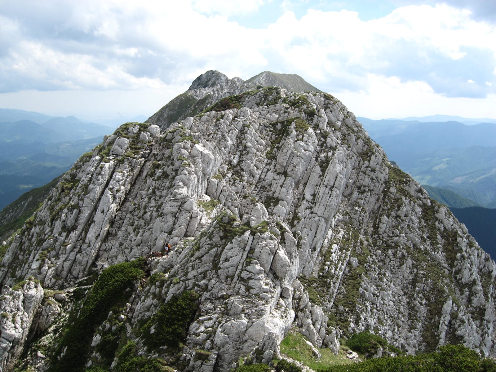 The main ridge of the Piatra Craiului, a long limestone blade